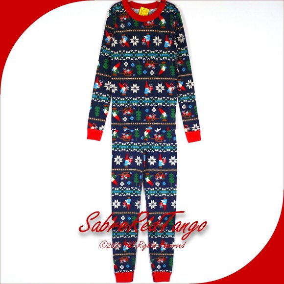 NWT Hanna Andersson Organic Long Johns Pajamas Sweet Gnome Print 140 10 - Picture 1 of 4
